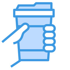 coffee blue outline icon