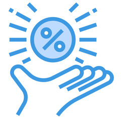 discount blue outline icon