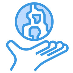 world blue outline icon