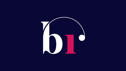 minimal luxury combined alphabet letter br logo design