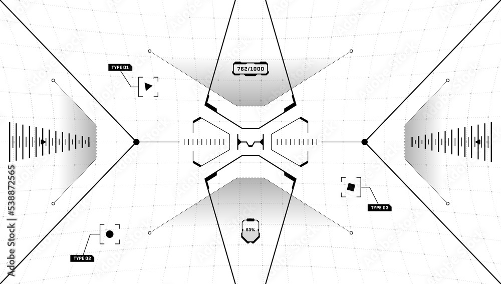 Poster vr hud digital futuristic interface cyberpunk screen. sci-fi virtual reality technology head up disp
