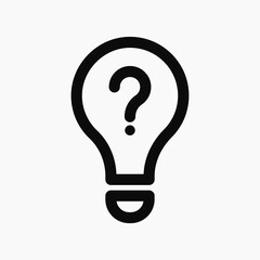 Light bulb icon with question mark isolated on white background. Answer and solution concept.