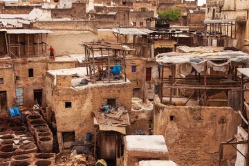 Landscape of the old city of Fez in Morocco.