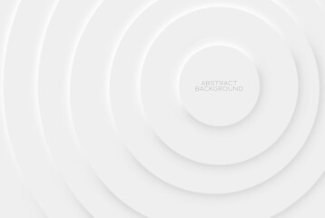 Futuristic neomorphism shape elements design. Minimalistic white background. Abstract 3D circle white wallpaper. Vector background for banner, poster, flyer, postcard.