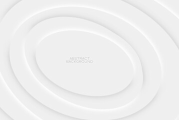 Obraz premium Futuristic neomorphism shape elements design. Minimalistic white background. Abstract 3D circle white wallpaper. Vector background for banner, poster, flyer, postcard.