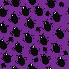 spiders happy halloween holiday autumn purple background pattern