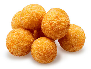 Crispy Cheese ball isolated on white background, Cheese ball or cheesy puffs on white With clipping path.