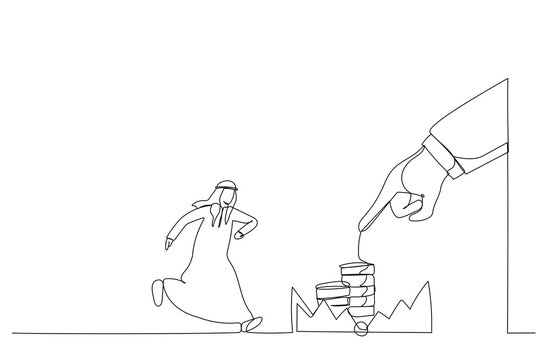 arab man running from money trap clip art preview