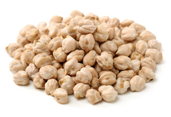 Chickpeas in a pile isolated on a white background