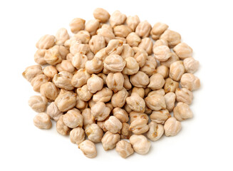 Chickpeas in a pile isolated on a white background