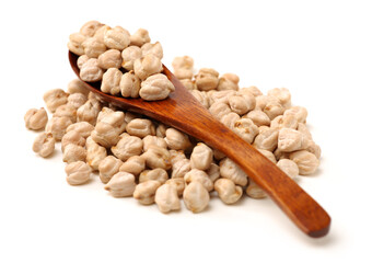 Chickpeas in a pile isolated on a white background