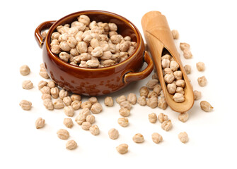 Chickpeas in a pile isolated on a white background