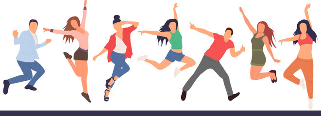 people jump on white background, isolated vector