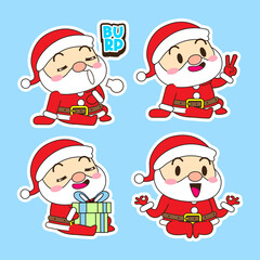 cute santa claus vector set, xmas illustration