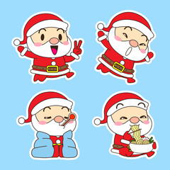 cute santa claus vector set, xmas illustration