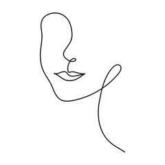 The face of a beautiful woman in the style of line art