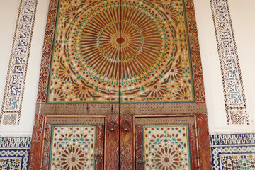 Arabic style door of the Zawiya Nasiriyya mosque in Tamegroute (Morocco)