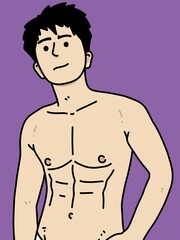 Fototapeta premium cute man cartoon on purple background