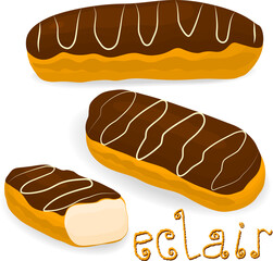 Various sweet tasty eclair