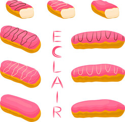 Various sweet tasty eclair