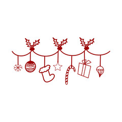 Fototapeta na wymiar Red Christmas Hanging Ornaments