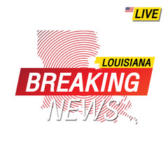 Breaking news. United states of America Louisiana and map image illustration.