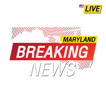 Breaking news. United states of America Maryland and map on image illustration.