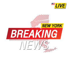 Breaking news. United states of America  New York and map on image illustration.