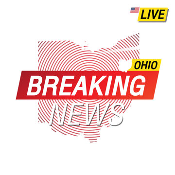 Breaking news. United states of America  Ohio and map on image illustration.