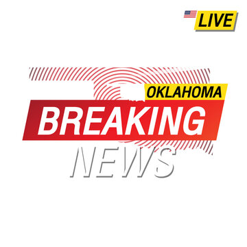 Breaking news. United states of America  Oklahoma and map on image illustration.