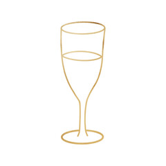 Gold Metallic Wine Glass Outlined