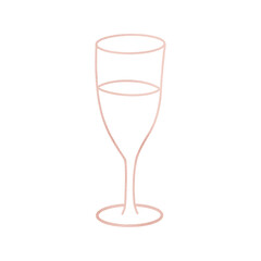 Rose Gold Metallic Wine Glass Outlined