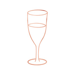 Copper Metallic Wine Glass Outlined