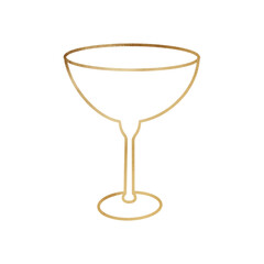 Gold Metallic Wine Glass Outlined
