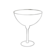 Silver Metallic Wine Glass Outlined