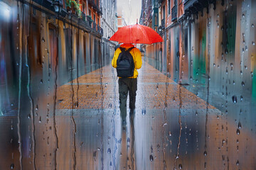 people with an umbrella in rainyn days, bilbao, basque country, spain
