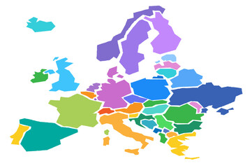 Europe 3d map isolated on white background