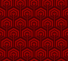 BURGUNDY SEAMLESS VECTOR BACKGROUND WITH RED HEXAGONS