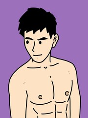 Fototapeta premium cute man cartoon on purple background