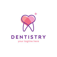 Linear tooth logo with heart shape
