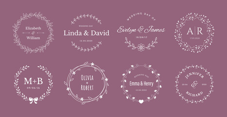 Wedding logo or invitation design set