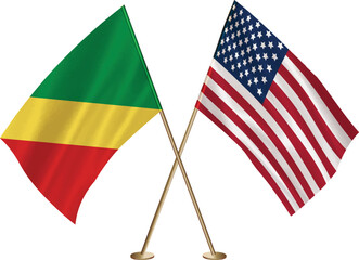 Republic of the Congo,US flag together.American,Congo Republic waving flag together