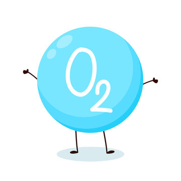 Oxygen vector icon with water drop. O2 or Oxygen cartoon on white background.