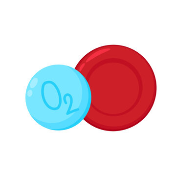 Red blood cell and Oxygen vector. free space for text. Water symbol vector. Oxygen O2 molecule models blue and chemical formulas.