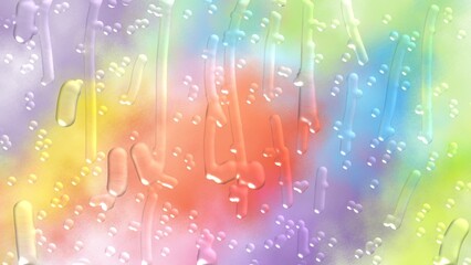 Abstract colorful frosted glass watercolor painting background with fresh splash liquid rain drops. Colorful holographic gradient background