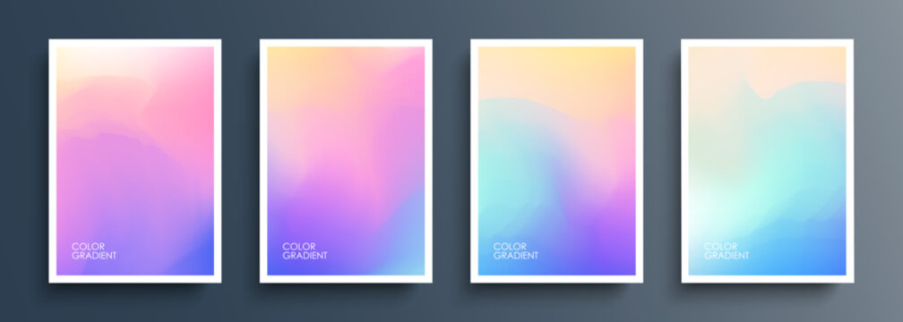 Color gradients. Set of abstract multicolored backgrounds. Bright color templates collection for brochures, posters, flyers and covers. Vector illustration. © FineVector