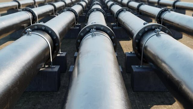 Pipeline with gas or oil.
Oil or Gas transportation. infinite loop. 4K animation.