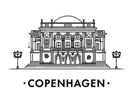 Royal Danish Theatre. Copenhagen. Vector Illustration