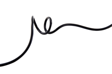 Black wire cable of usb and adapter isolated on white background.Electronic Connector.Selection focus.