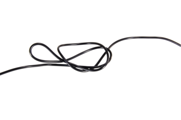 Black wire cable of usb and adapter isolated on white background.Electronic Connector.Selection focus.